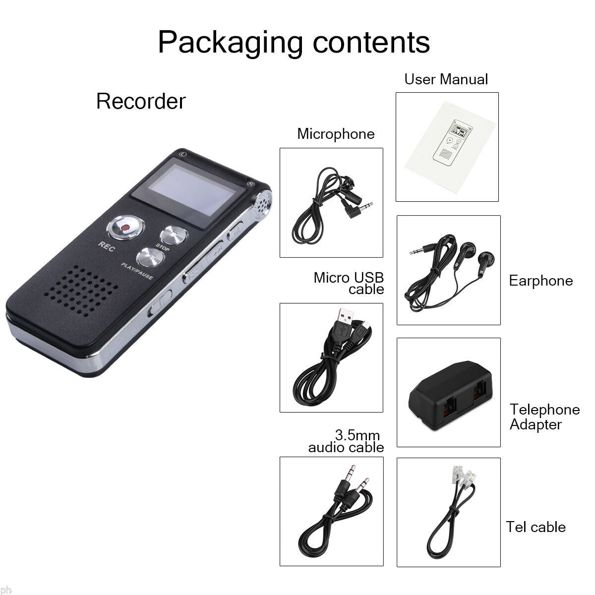 Digital Voice Recorder Mini Dictaphone Audio Sound Recorder