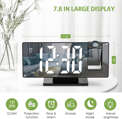 Mirror Projection Alarm Clock Bedroom Ceiling Projection Digital Clock