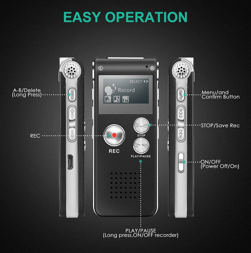 Digitaler Sprachrekorder Mini-Diktiergerät Audio-Soundrecorder