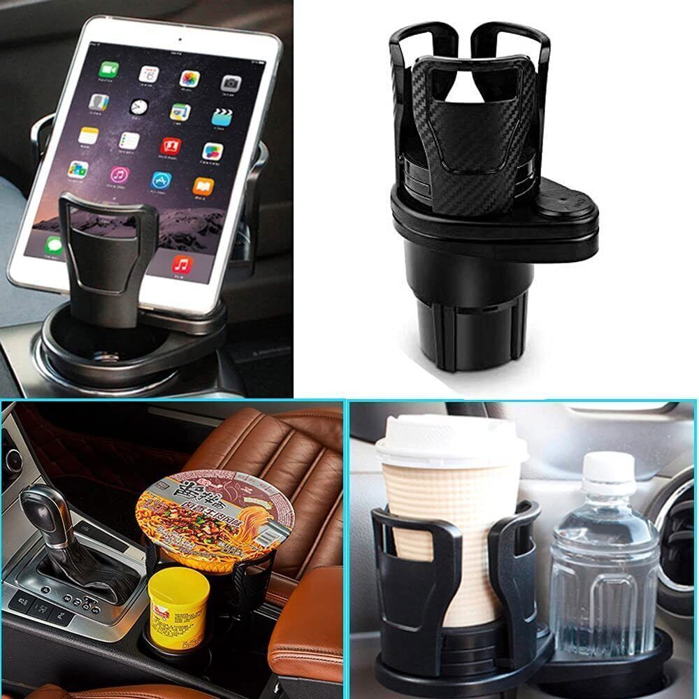 Car Cup Holder Expander Adapter 360°Rotating Adjustable Dual Drink Holders