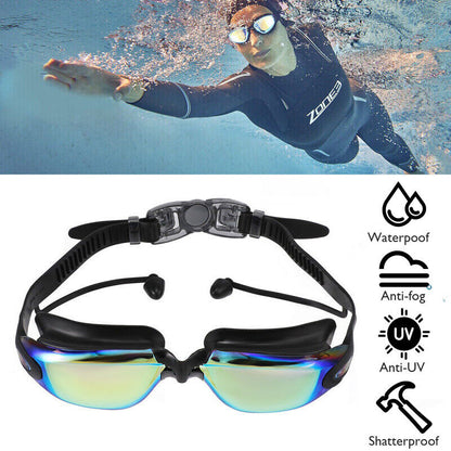 Adult Swim Goggles HD Clear Vision Anti-Fog Anti UV Protection Swimming Glasses