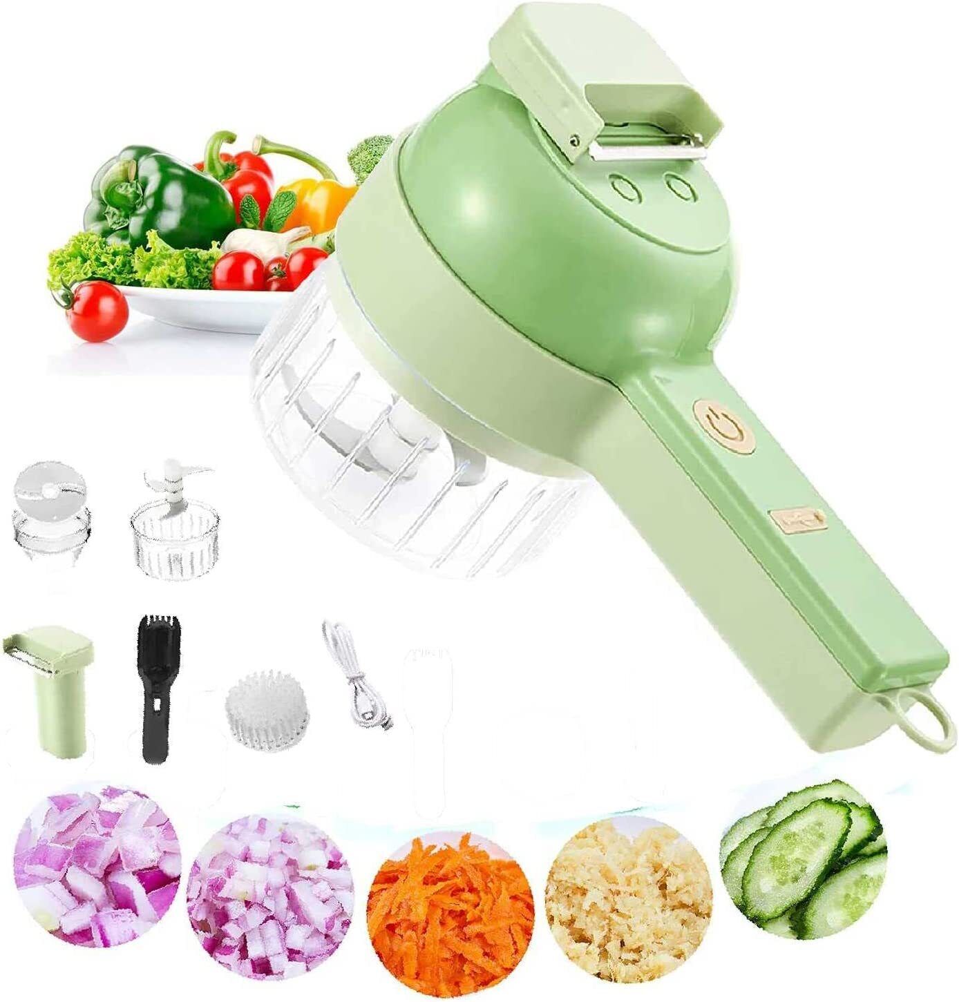 4 In 1 Handheld Electric Vegetable Cutter Set Usb Charging Ginger Masher Machine