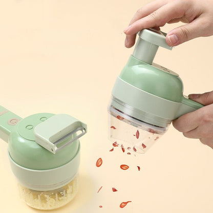 4 In 1 Handheld Electric Vegetable Cutter Set Usb Charging Ginger Masher Machine