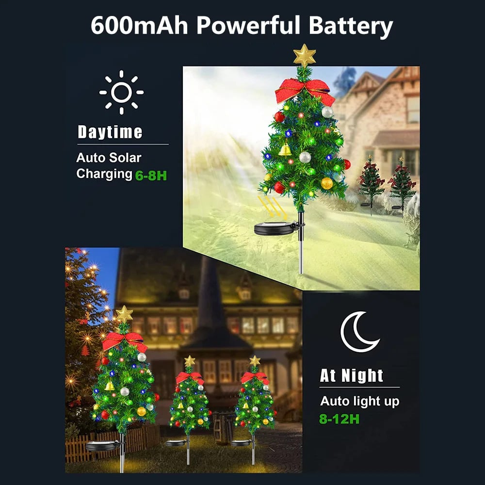 Solar Garden Lights Christmas Tree Outdoor Pathway Yard Patio Lights Decorations