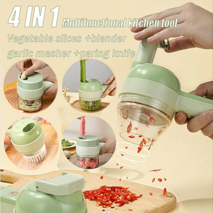 4 In 1 Handheld Electric Vegetable Cutter Set Usb Charging Ginger Masher Machine