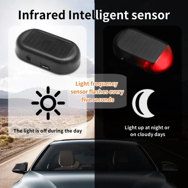 2PCs Car Anti-theft Simulation Warning Flashing Solar  Light